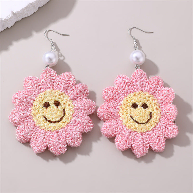 Wholesale Smiley Sunflower Cartoon Earrings