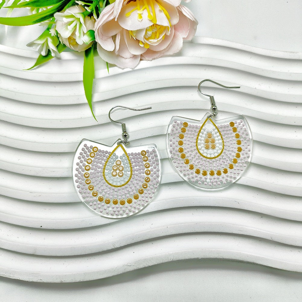 Wholesale Ethnic Style Geometric Color Polka Dot Print Bohemian Style Acrylic Earrings ACC-ES-Qiyu022