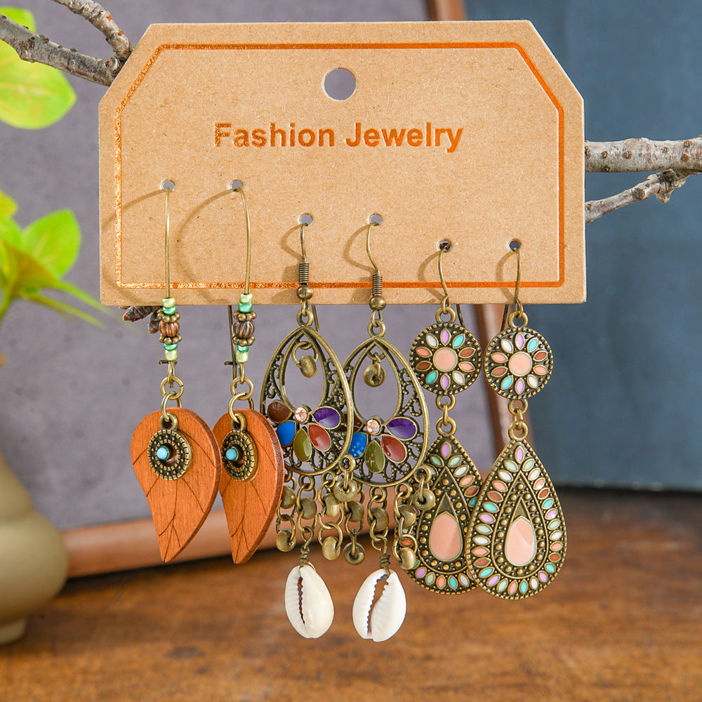 Wholesale Cross-Border Hot Selling Retro Bohemian Style Earrings Set Fashion Holiday Style Dopamine Color Ear Jewelry