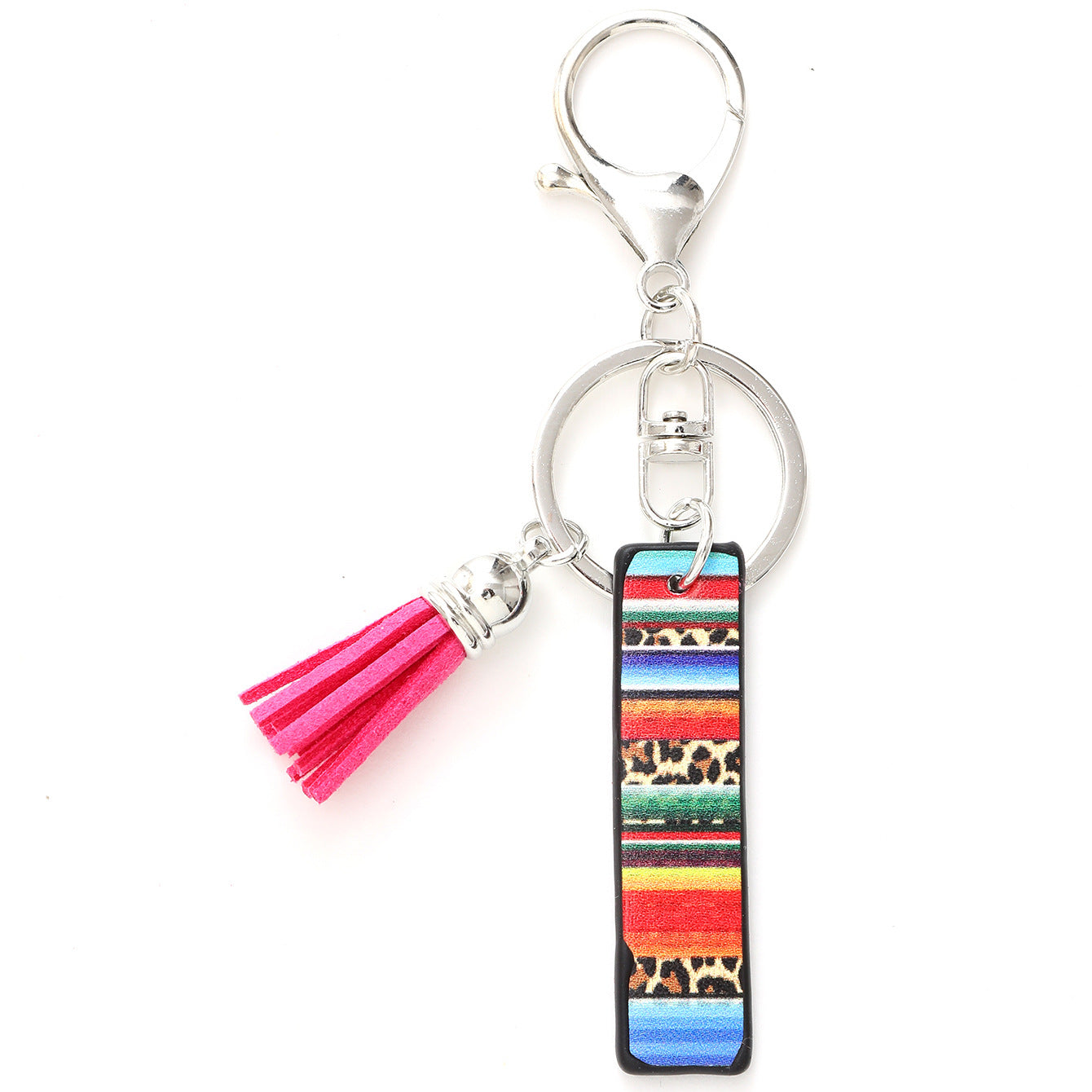 Wholesale Western Style Aztec Leopard Leather Letter Tassel Keychain ACC-KC-YTian009