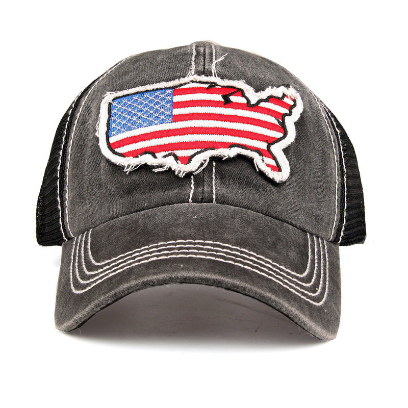 Wholesale American Flag Padded Embroidered Mesh Baseball Cap