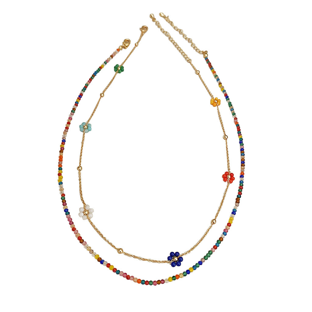Wholesale  Colorful Zircon Beaded Multi-Dopamine Necklace