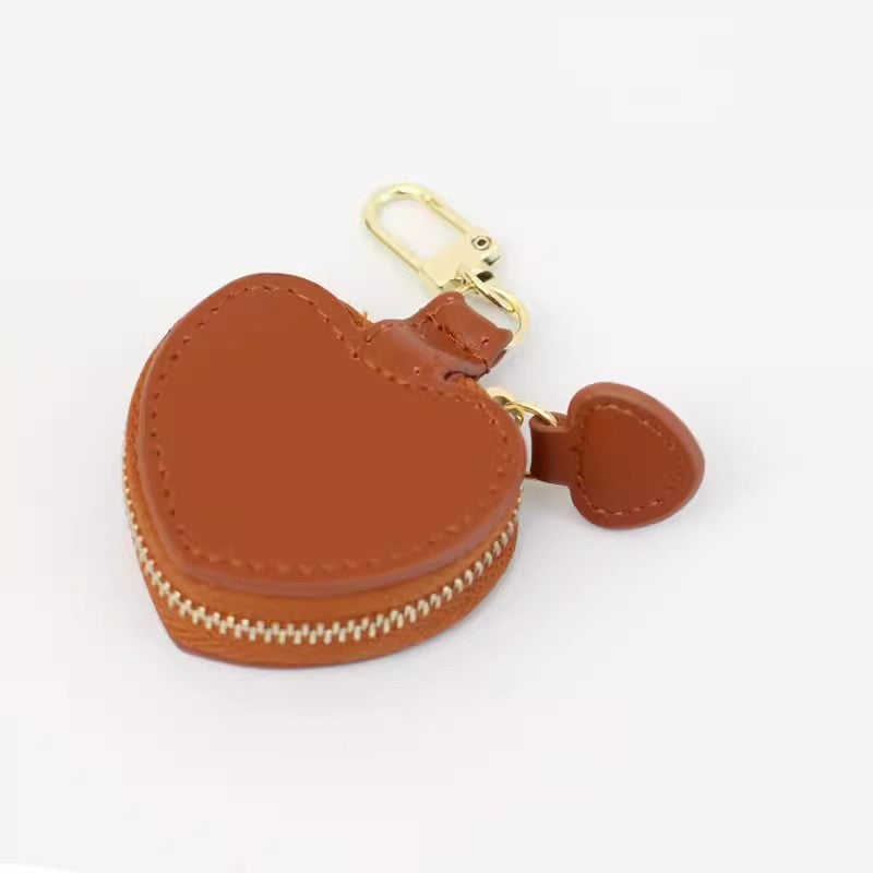 Wholesale Genuine Leather Heart Shape Zipper Ring Bag Keychains ACC-KC-Muqu001