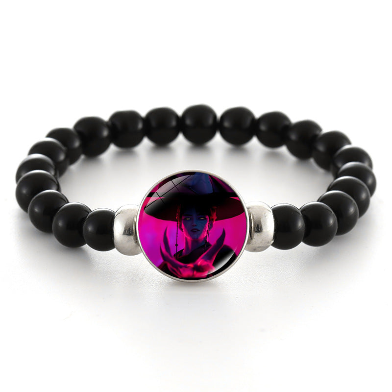 Wholesale kpop anime bracelet black beaded bracelet