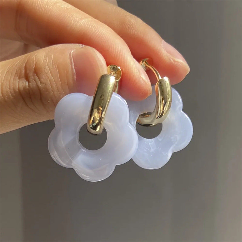 Wholesale Resin Flower Copper Earrings ACC-ES-MLR009