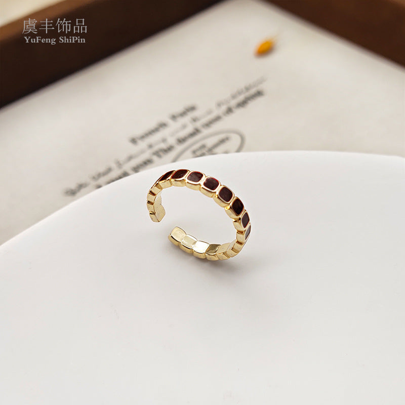 Wholesale Vintage Red Open Ring,  Copper Zircon Jewelry Accessory for Gift or Resale
