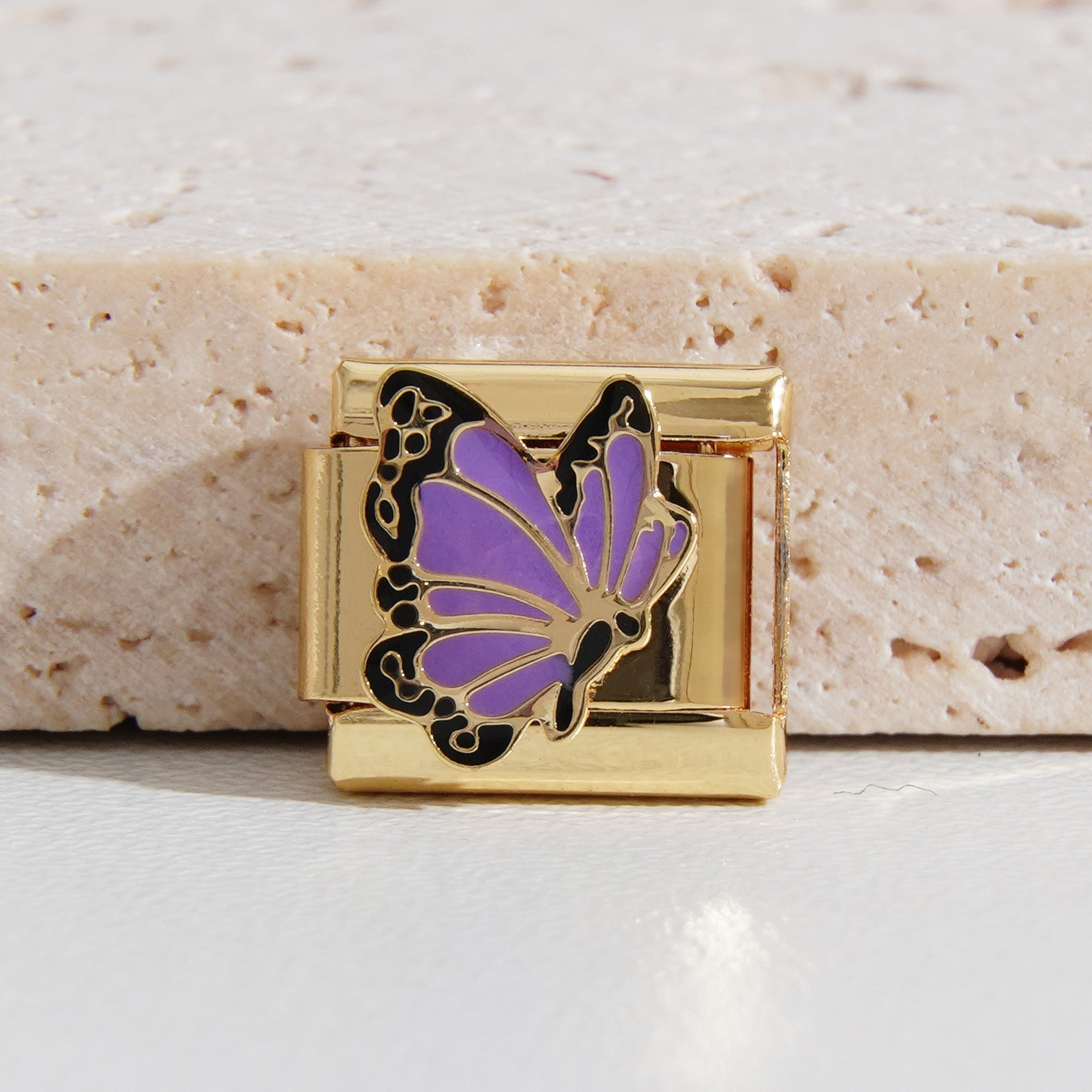 Wholesale Italian Charm Bracelet 9mm DIY Splicing Gold Butterfly Stainless Steel Composable Bracelet