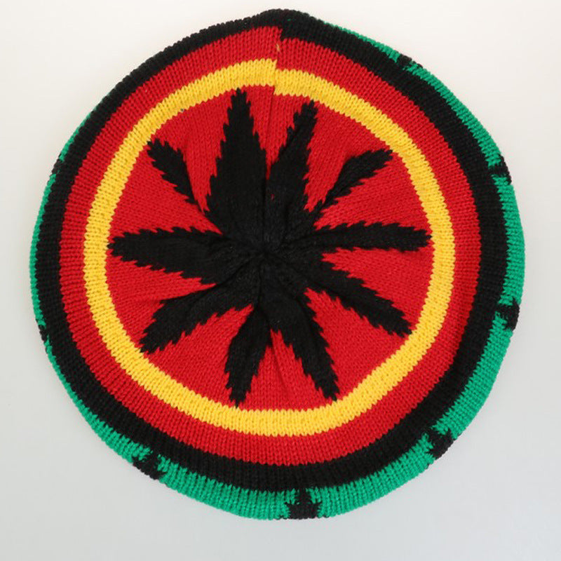 Wholesale Striped knitted hat rainbow hat  wool knitted hat