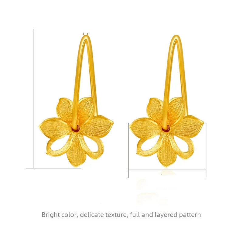Wholesale Color Gold Frosted Flower Earrings