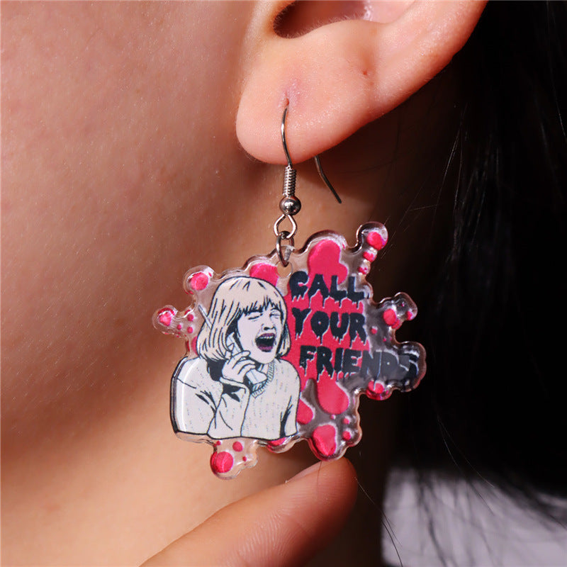 Wholesale  Twins Horror  Face Acrylic Earrings