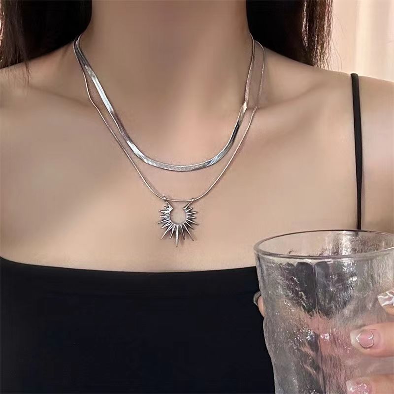 Wholesale Double Layer Sunflower Necklace Clavicle Chain Choker Necklace ACC-NE-kaye001
