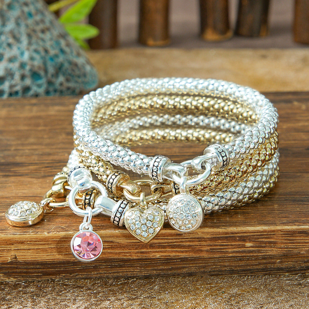 Wholesale Bohemian Glass Stacked Bracelets Colorful Personalized Letter Jewelry Accessory