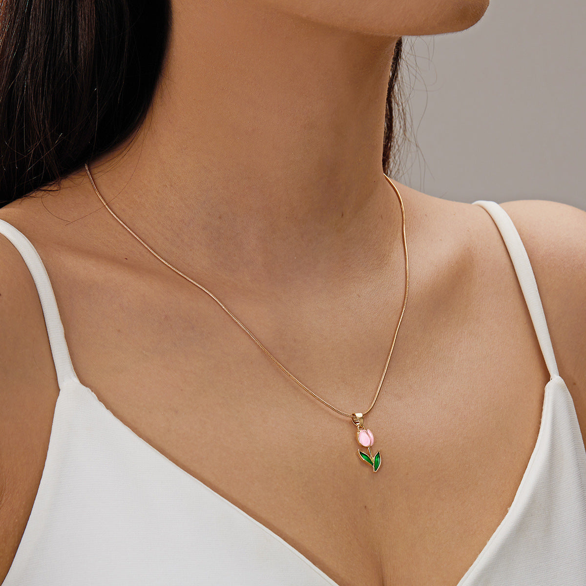 Wholesale Tulip Necklace Bracelet Flower Clavicle Chain Choker Necklace ACC-NE-Gangm003