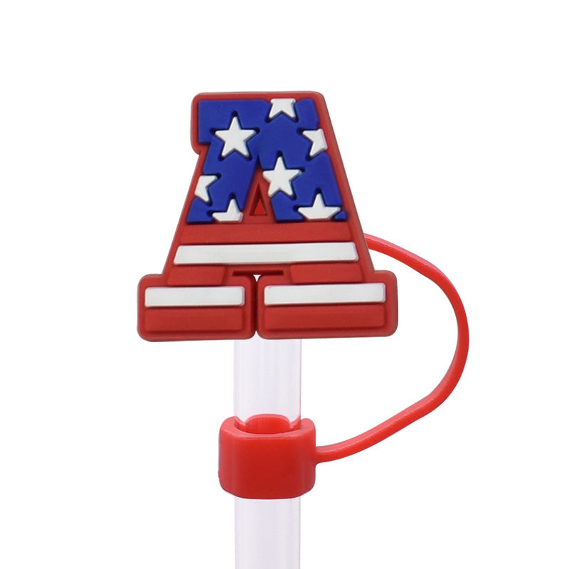 Wholesale Random 100pcs Independence Day Series PVC Soft Straw Tube Cap