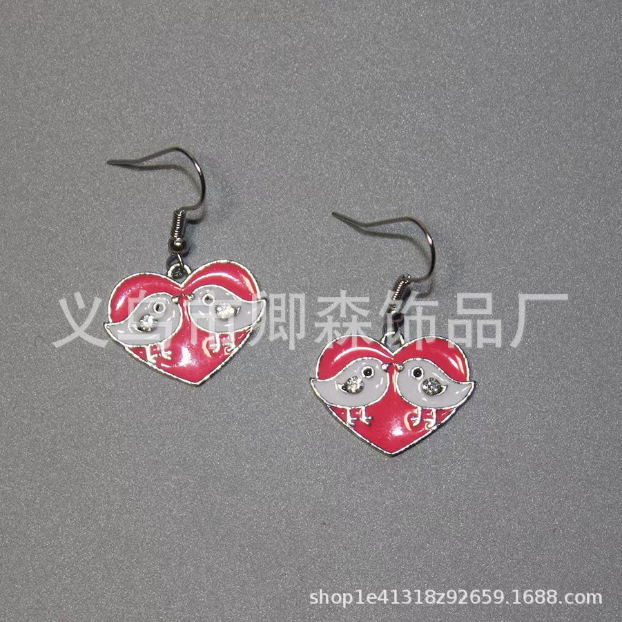 Wholesale red rose design pendant earrings