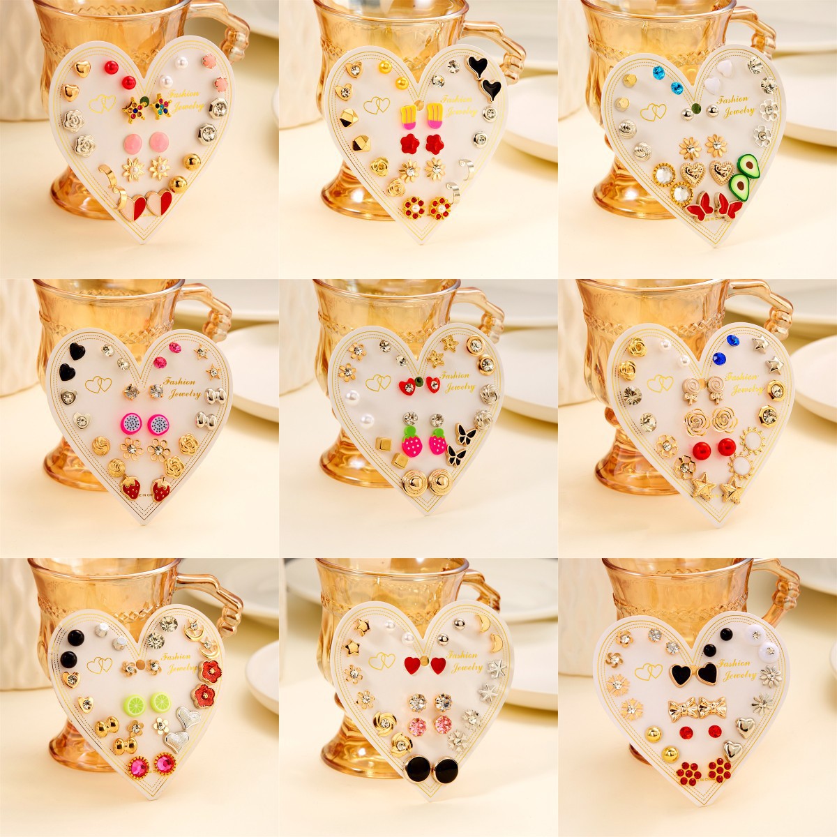 Wholesale earrings suit geometric 12 pairs of earrings multi-color set
