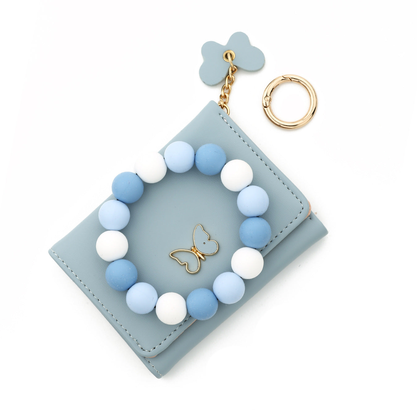 Wholesale Butterfly Card Bag ID Bag Silicone Bead Bracelet Wristlet Keychain