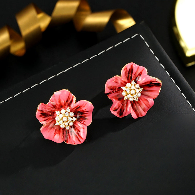 Wholesale flower hand painted earrings