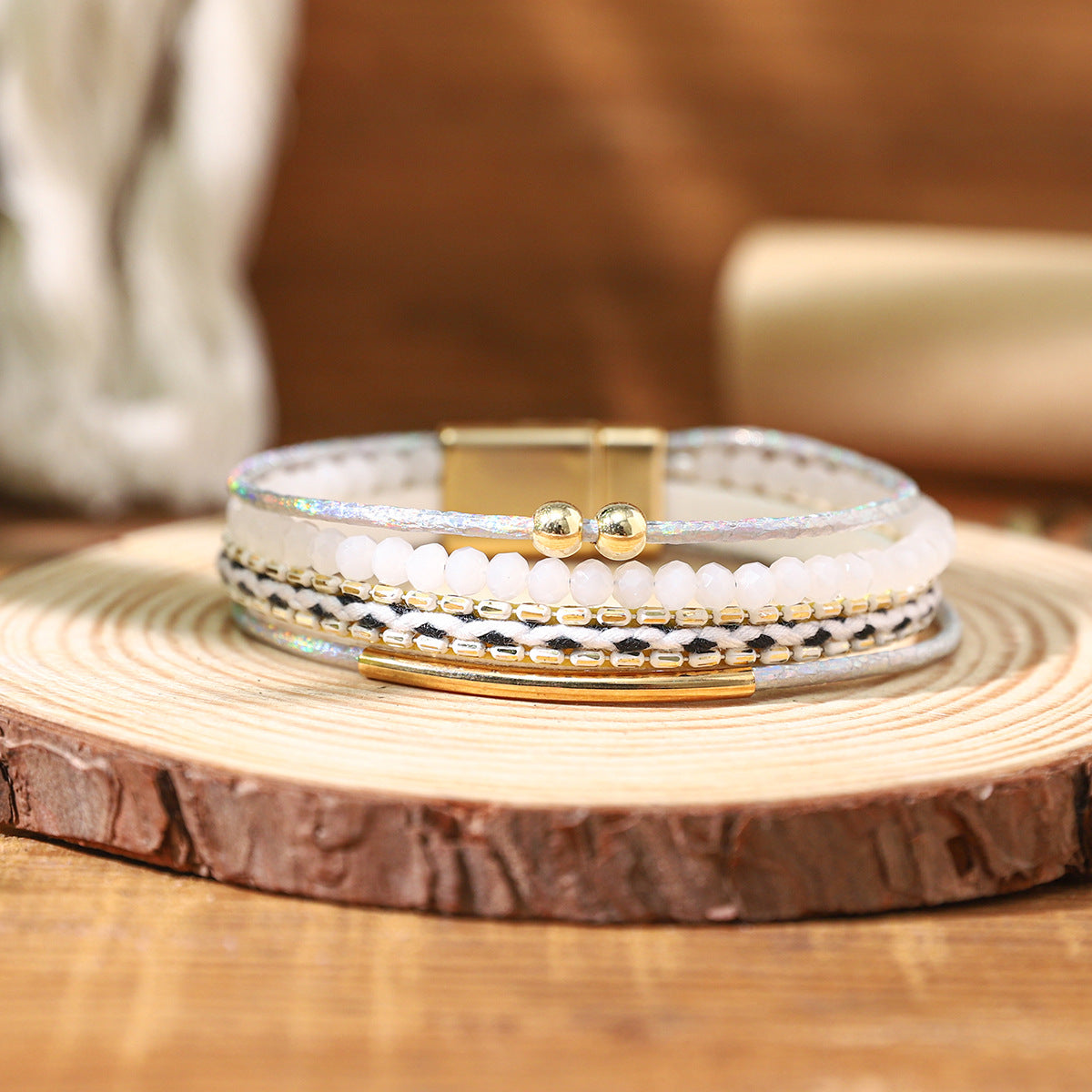 Wholesale Bohemian Multi-layer Stacked PU Leather Bracelet