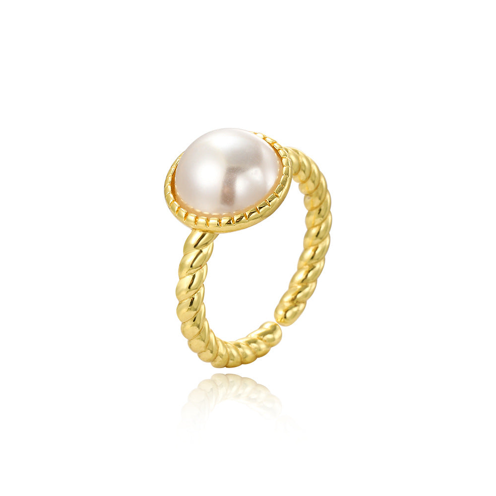 Wholesale 18k copper plated polished Baroque ring for women