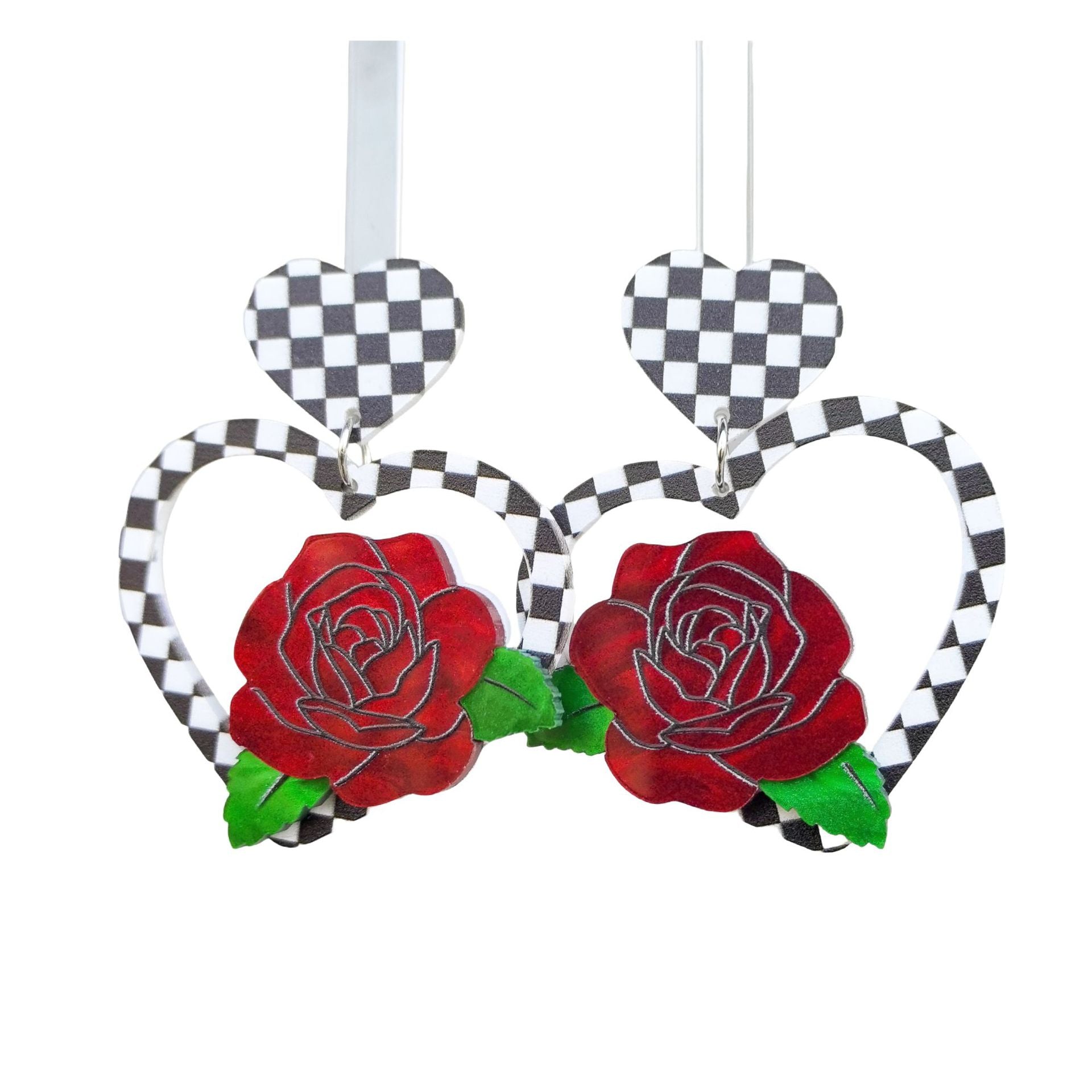 Wholesale Acrylic Valentine's Day Love Rose Black and White Leopard Print Earrings