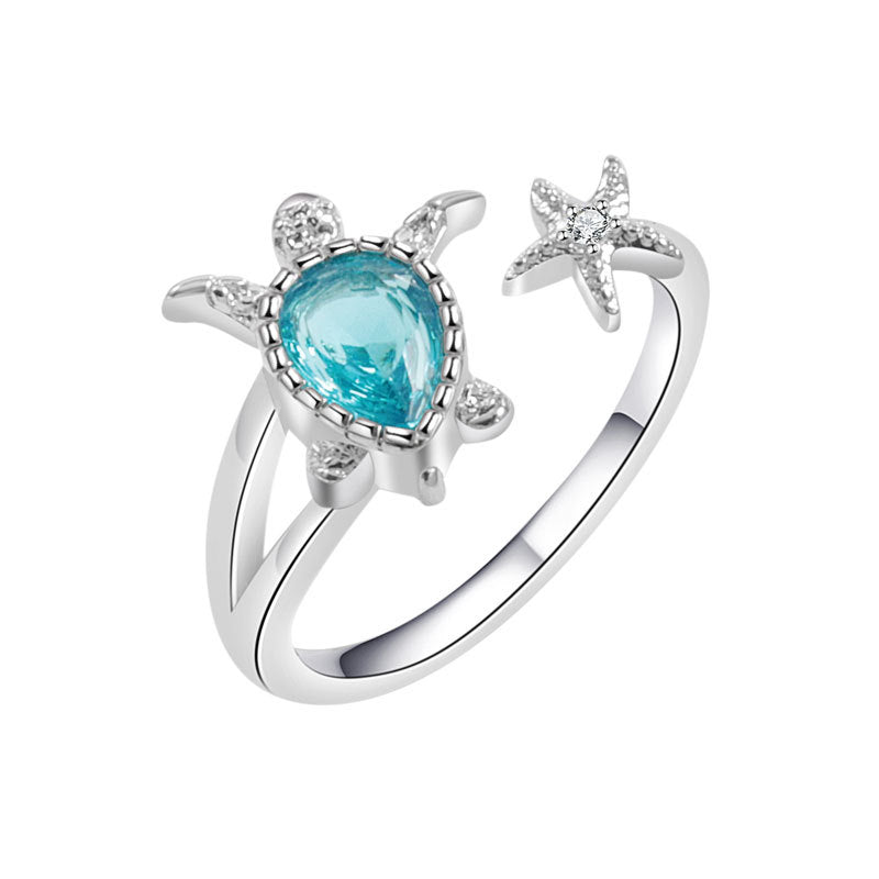 Wholesale Copper Electroplated White Gold Ocean Animal Ring Women' s Fashion Jewelry Accessory