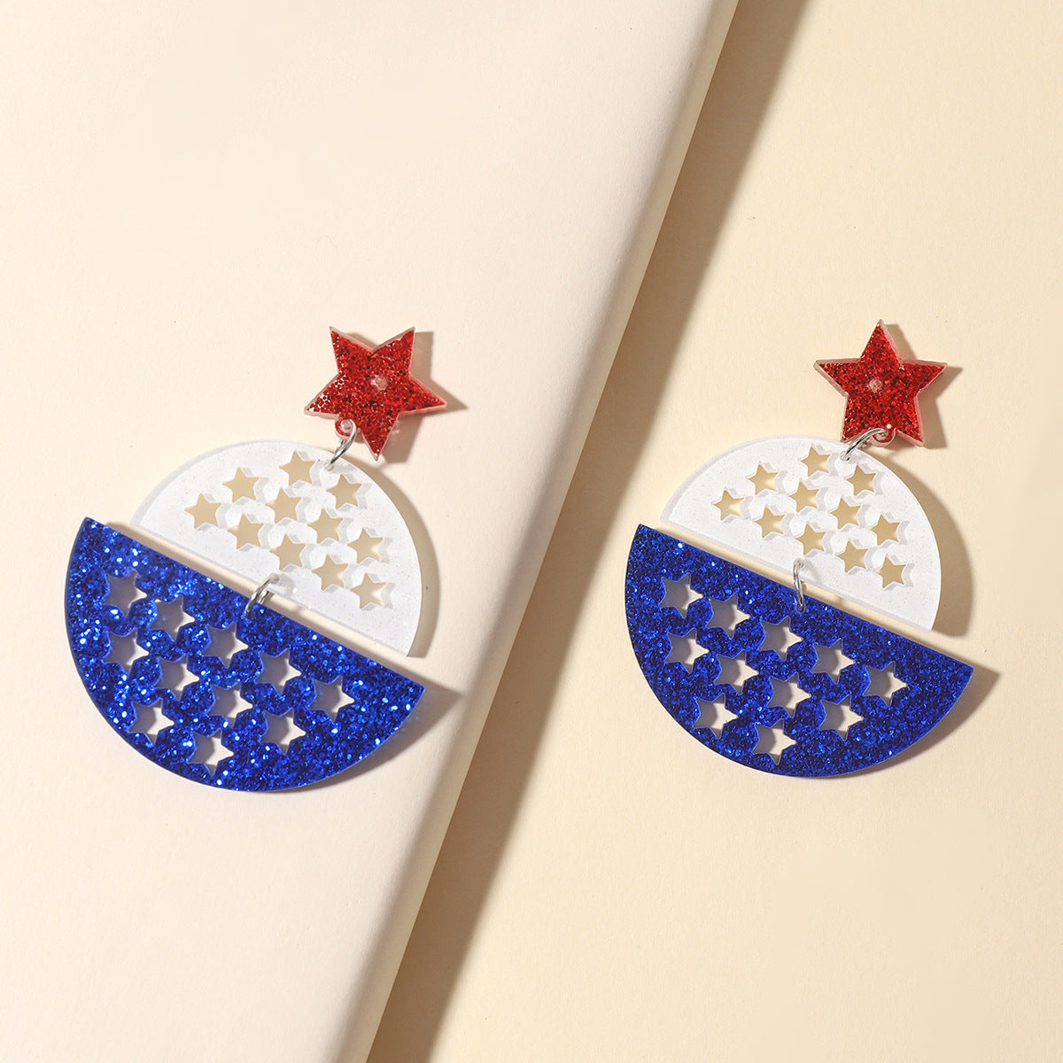 Wholesale Half Circle Acrylic Independence Day Earrings