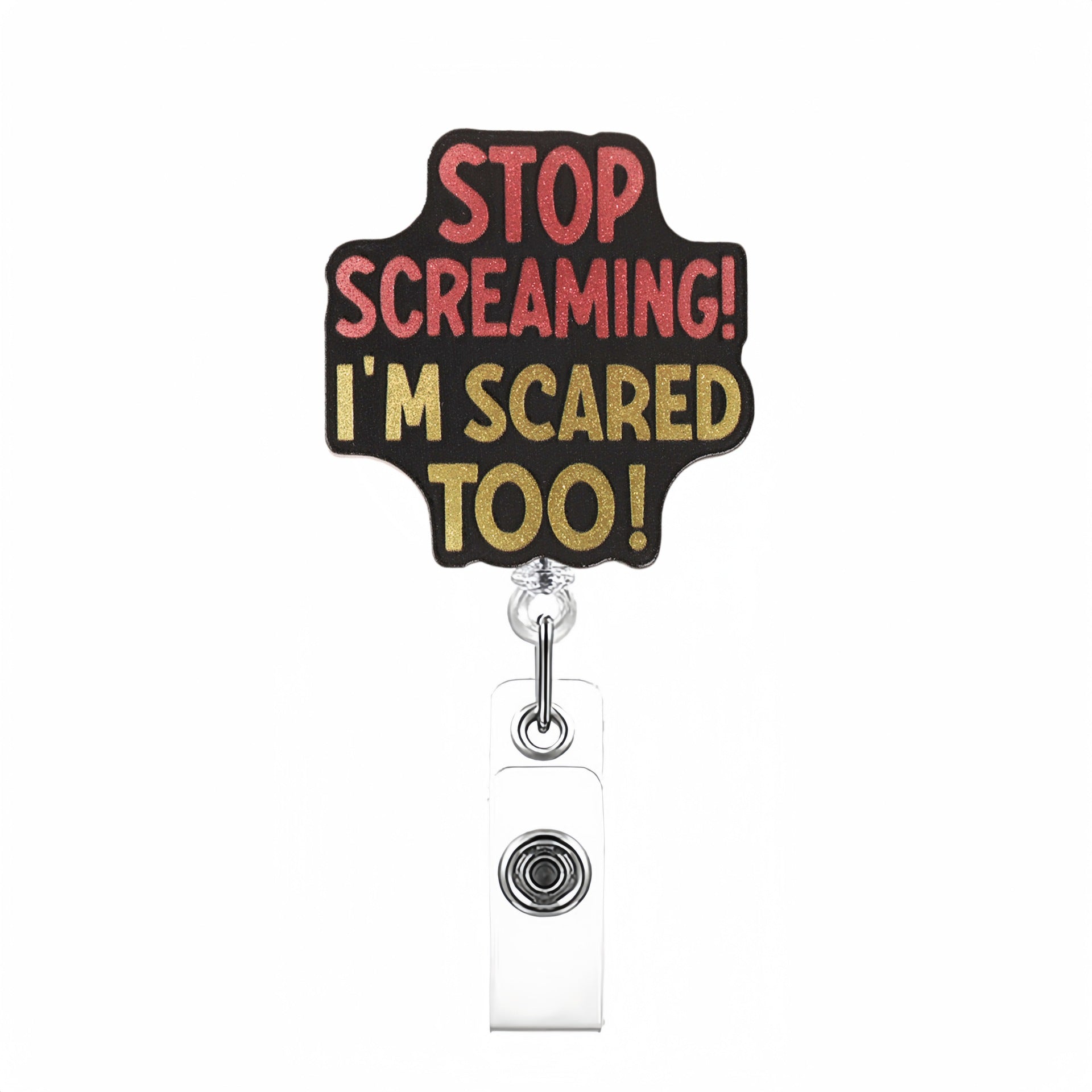 Wholesale Fun Phrases Acrylic Retractable Clip Badge Keychain