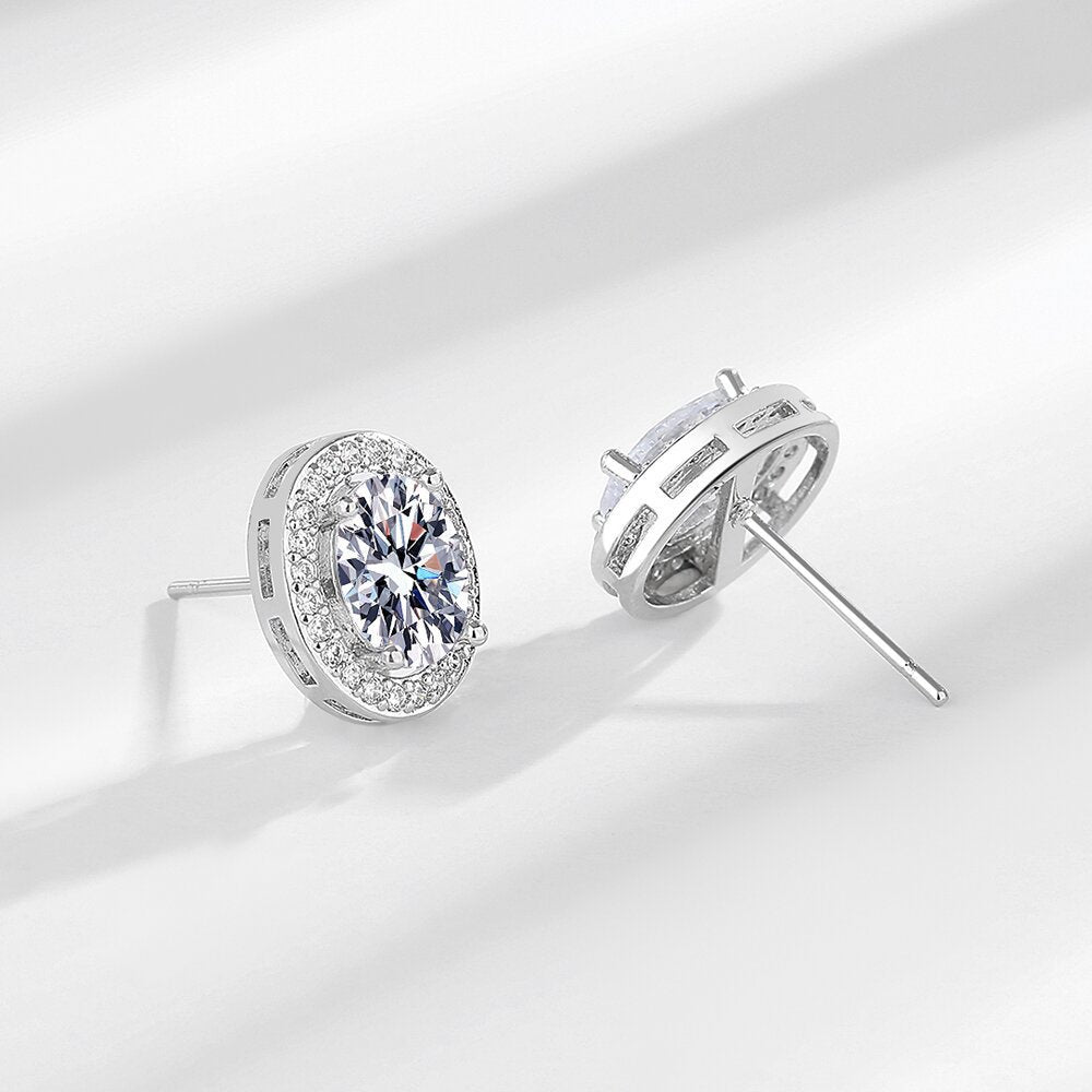 Wholesale  Silver Plated Color Zircon Earrings Light Luxury All-match Earrings