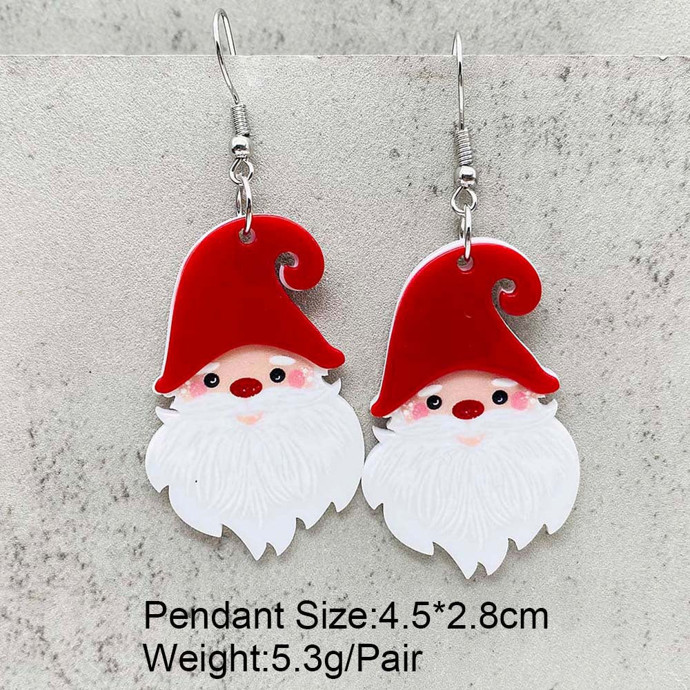 Wholesale  Christmas Earrings Stereo Snowman Dwarf  Santa Claus Acrylic Earrings