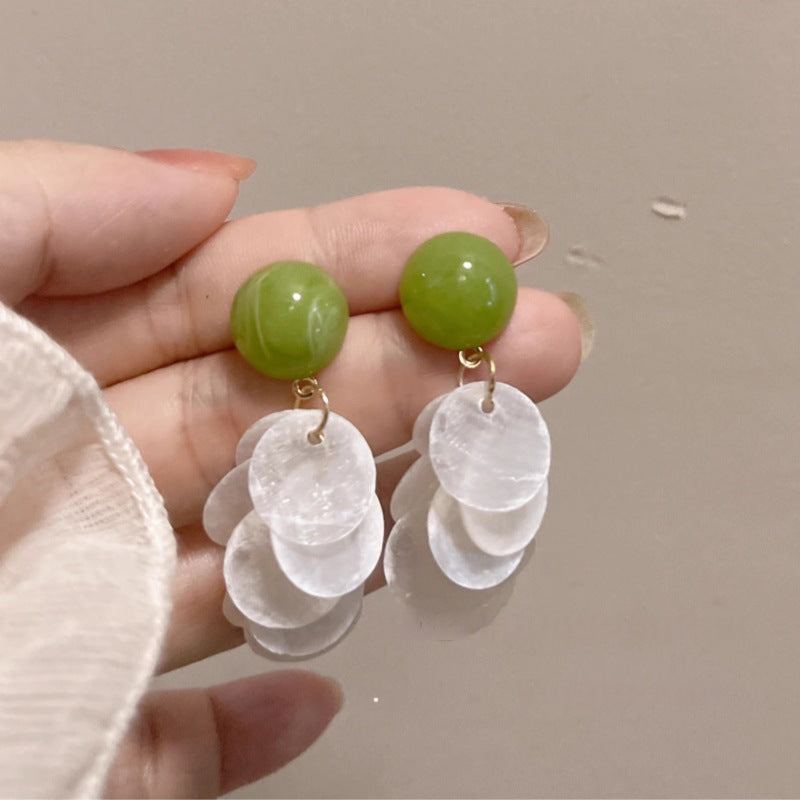 Wholesale Avocado green earrings Summer shell earrings