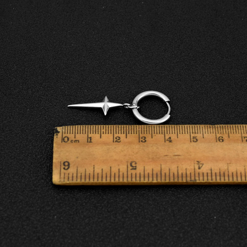 Wholesale Stainless Steel Three-Dimensional Cross Star Earrings