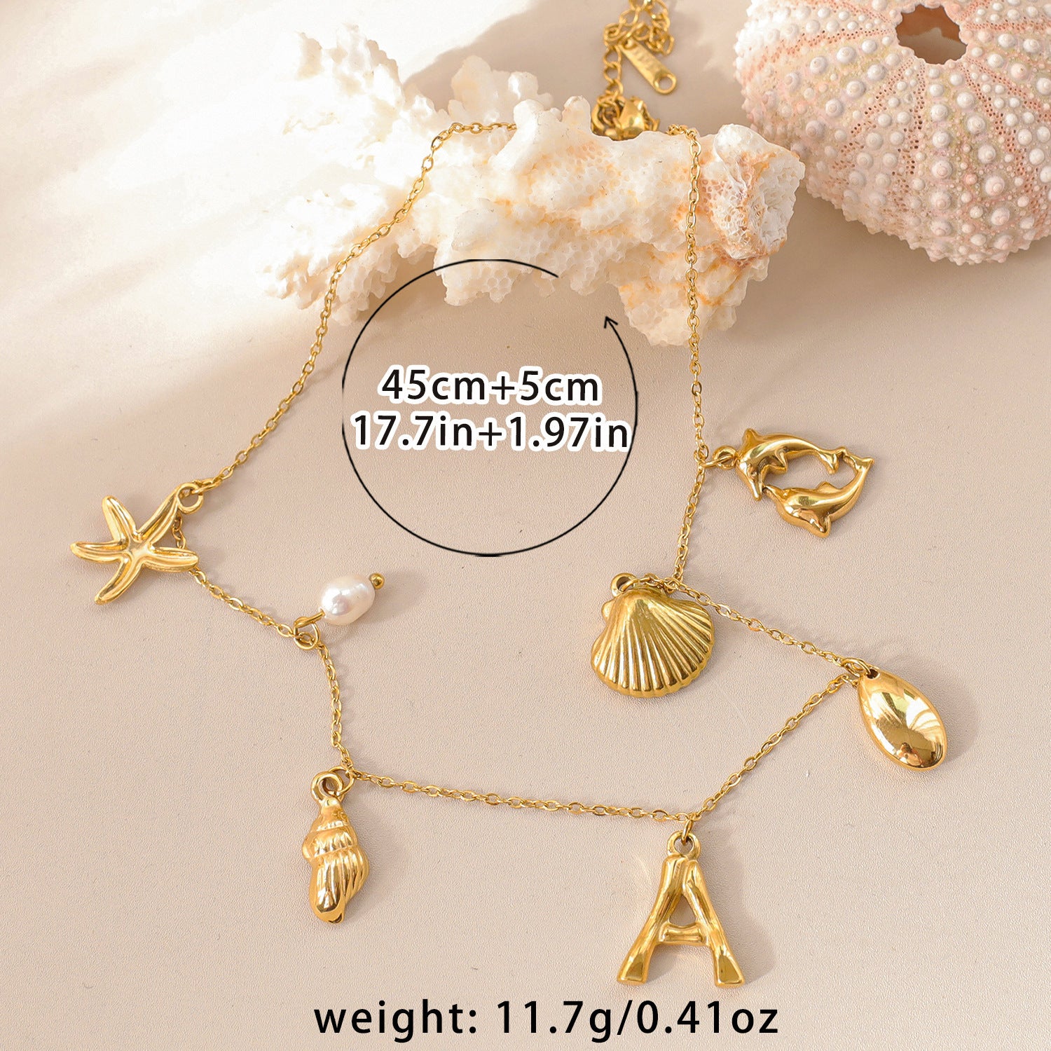Wholesale 26 Letters Freshwater Pearl Starfish Ocean Series Necklace