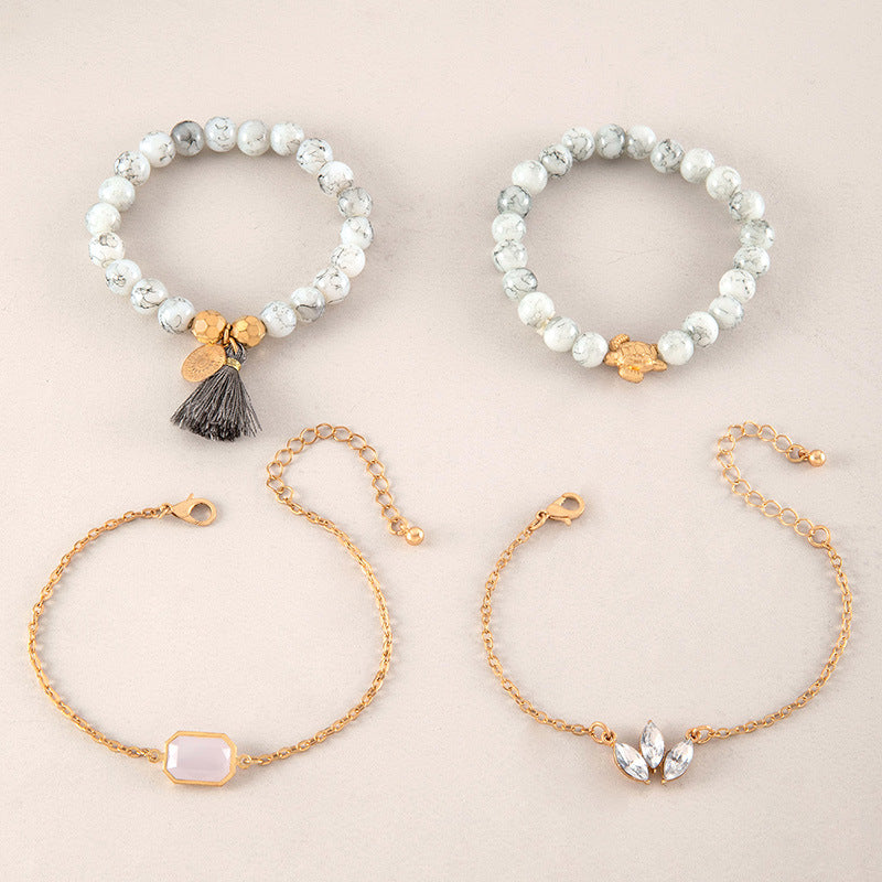 Wholesale Vintage Turtle Tassel Beads Alloy Bracelet Set ACC-BT-YongGe001
