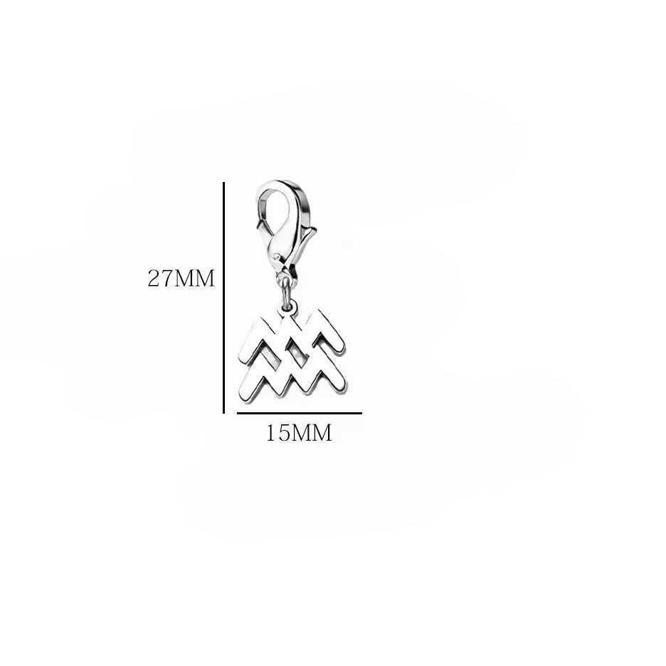 Wholesale Casual Stainless Steel Zodiac Pendant Charms with Lobster Clasp for DIY Jewelry Bracelets Necklaces,  Gift Idea