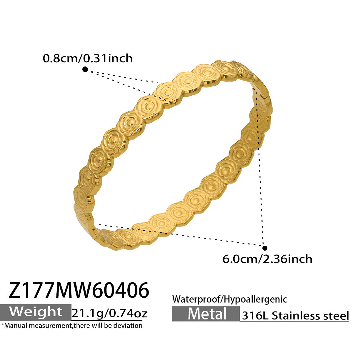 Wholesale Geometric Flower Buckle Bracelet Combination Stainless Steel Plated