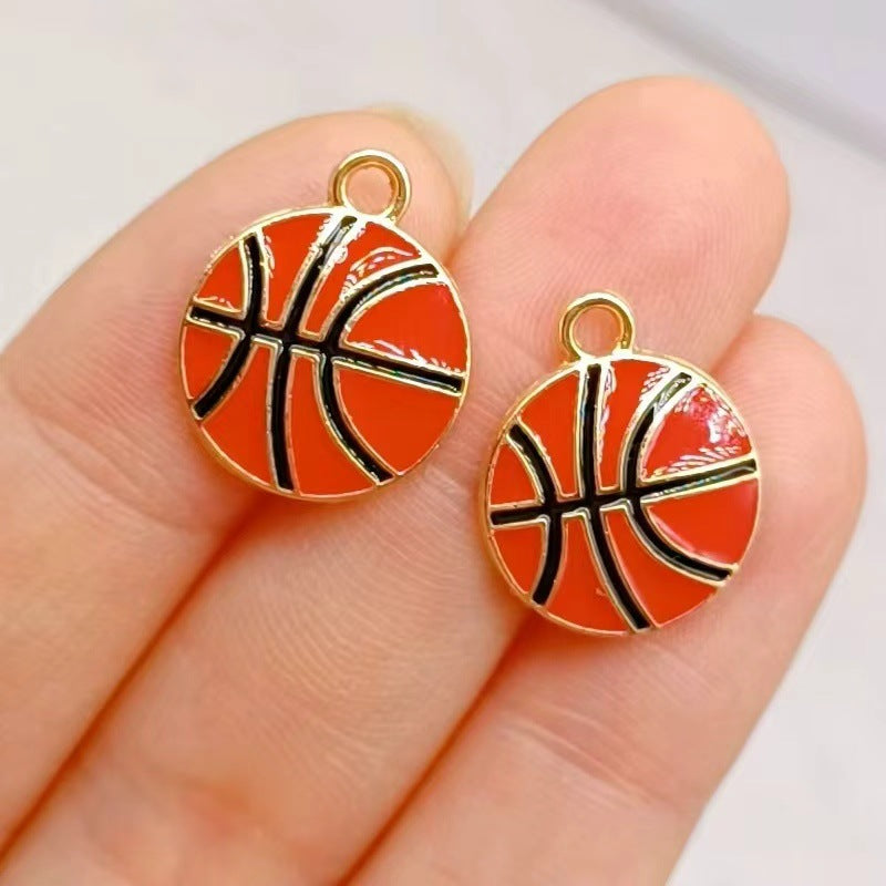 Wholesale DIY Alloy Drip Oil Accessories Sports Equipment Football Basketball Volleyball Pendant Keychain Bracelet Jewelry Pendant