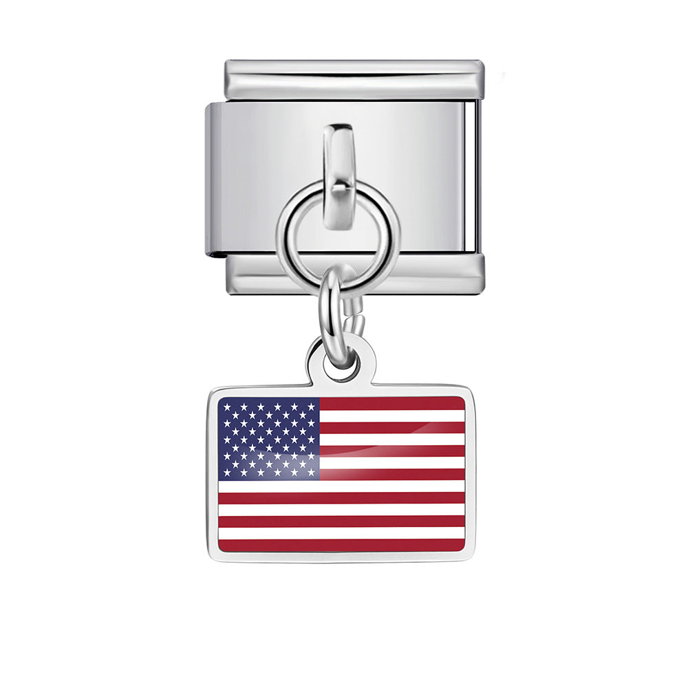 Wholesale World Flag Modular Bracelet Stainless Steel DIY Fashion Accessory