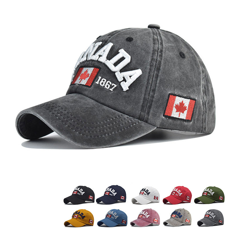 Wholesale Fashion Cotton Baseball Cap With Canada Letter Unisex Curved Brim Adjustable Sun Hat