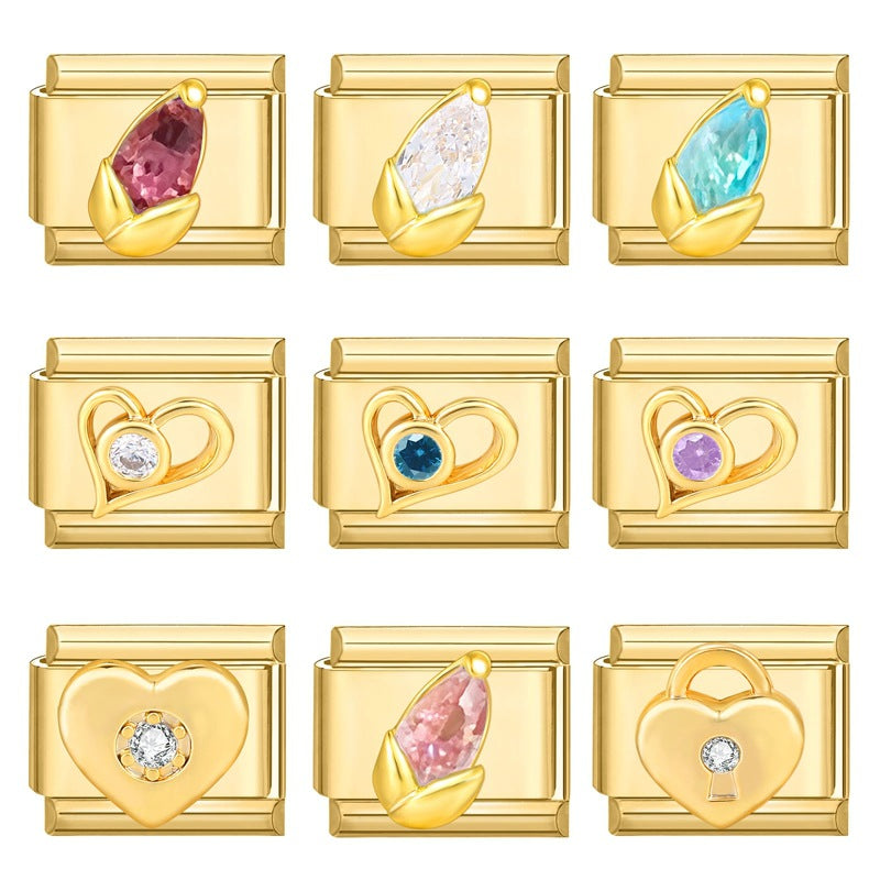 Wholesale Italian Charm Bracelet 9mm DIY Splicing Removable Stainless Steel Gold Base Moon Composable Bracelet