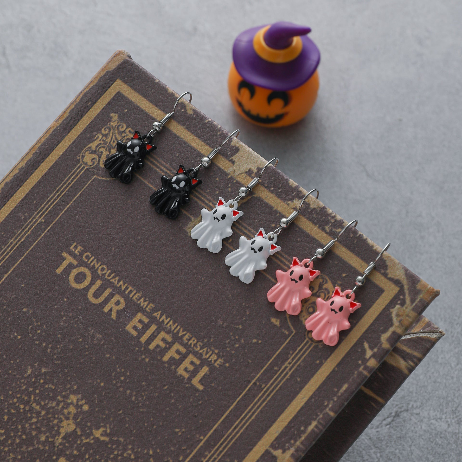 Wholesale  cartoon ghost spray paint alloy earrings