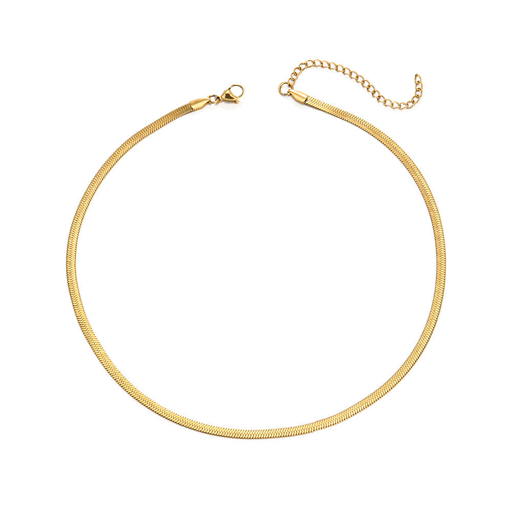 Wholesale stainless steel snake bone chain 18K gold plated necklace