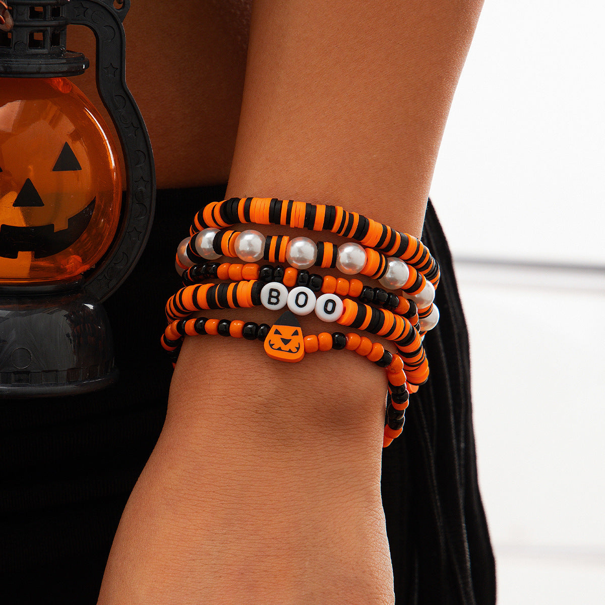 Wholesale  Bat Pumpkin Soft Clay Beaded Bracelet Fashion Jewelry Accessory Gift