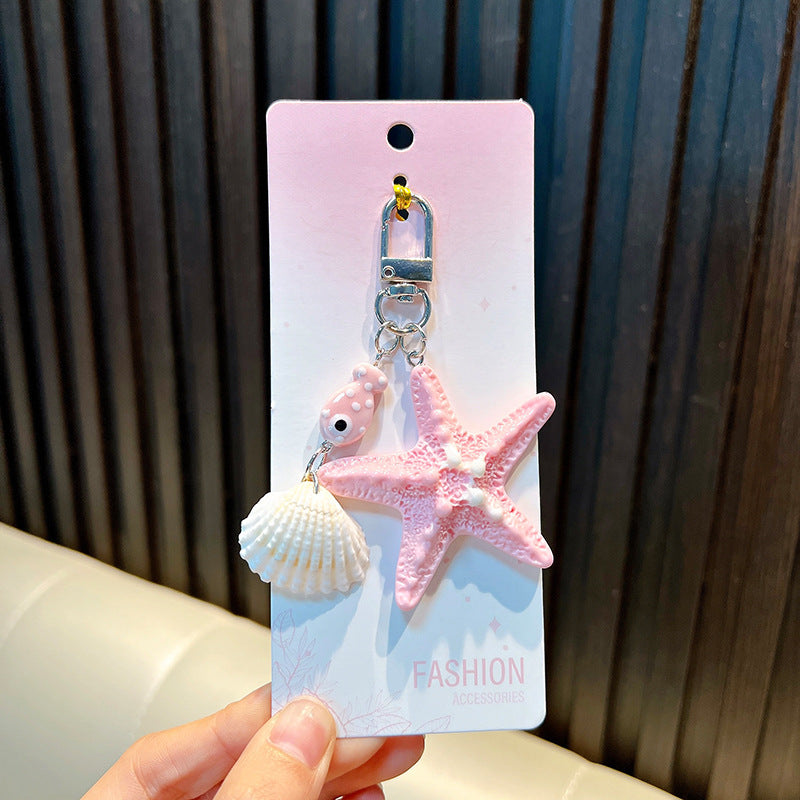 Wholesale Cartoon Starfish Keychain Cute Shell Keyring Backpack Decorative Fashion Accessory Gift