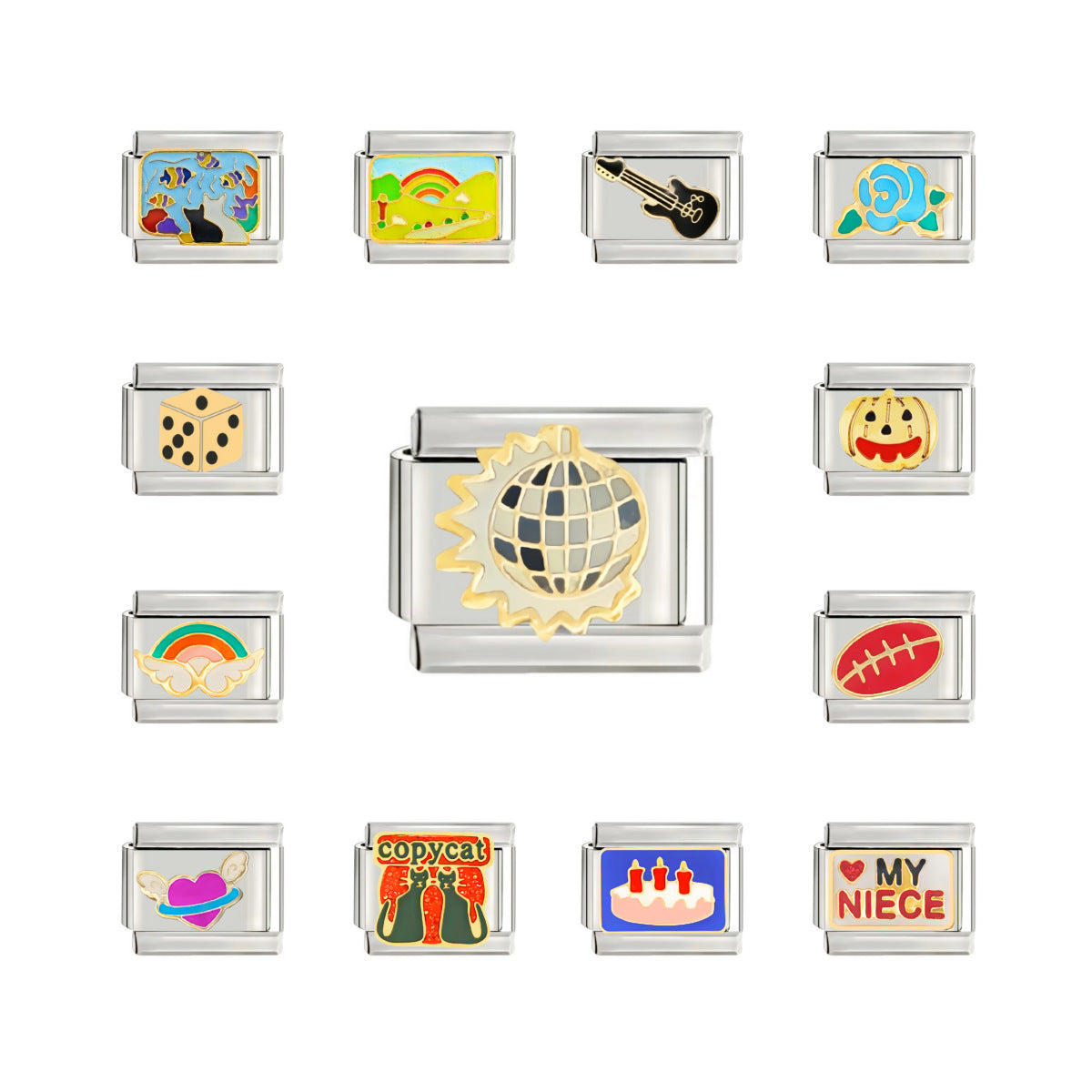 Wholesale Italian Charm Starter Bracelets DIY square Single Section Creative Stainless Steel Composable Bracelet