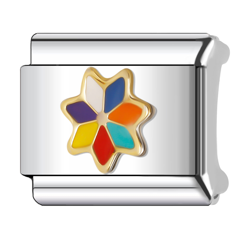 Bracelet de charme italien en gros 9 mm Plant d'épissage et série de fleurs bracelet composable en acier inoxydable