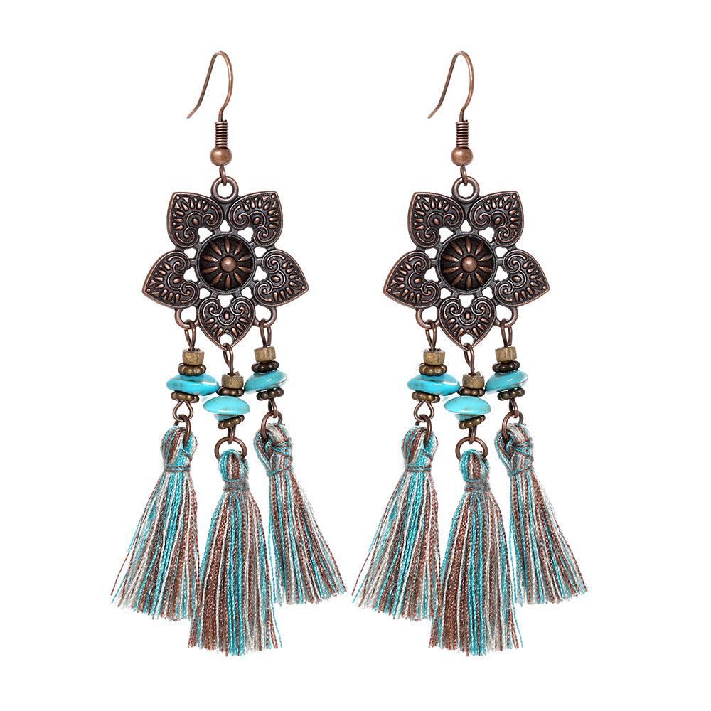 Wholesale Crystal Bohemian Tassel Earrings Vintage Style Women Jewelry Accessory for Everyday Gift