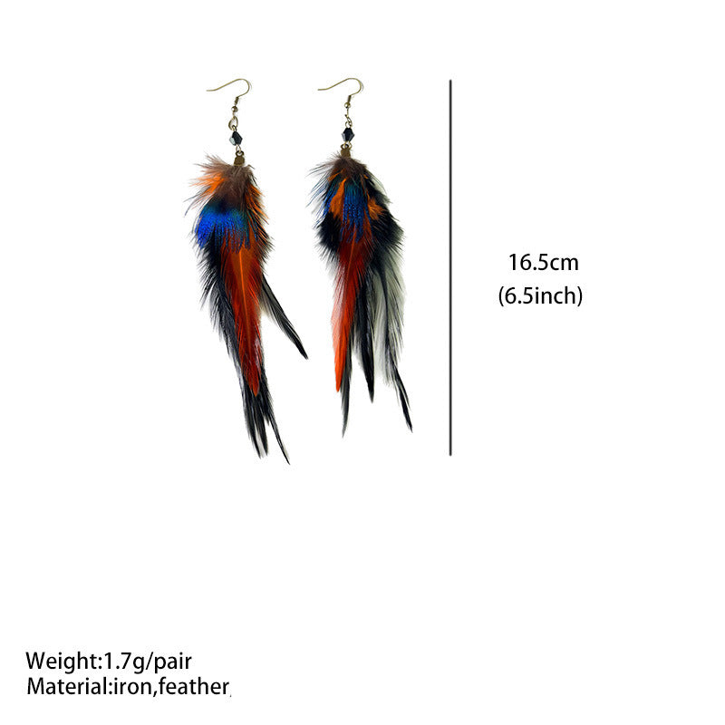 Wholesale 2 pairs/ pack ethnic style natural feather earrings