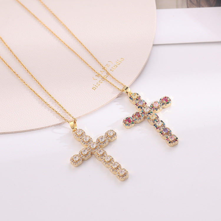 Wholesale Zircon Cross Pendant Necklaces Zircon Clavicle Chain ACC-NE-SY009