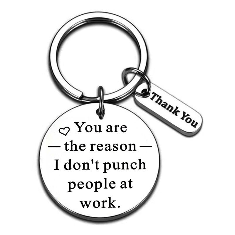 Wholesale European American Style Stainless Steel Inspirational Gratitude Keychain Gift For Family And